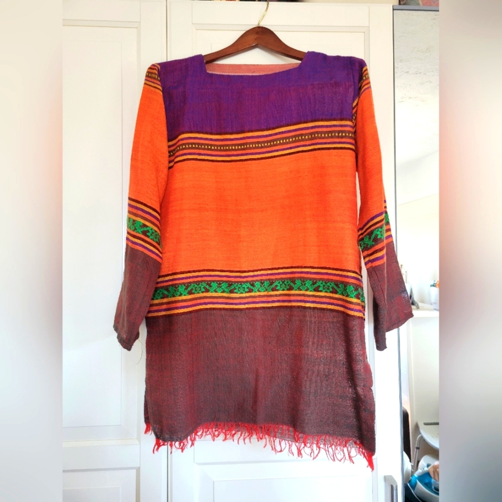 Vintage 60s/70s Long Sleeve Woven Dress